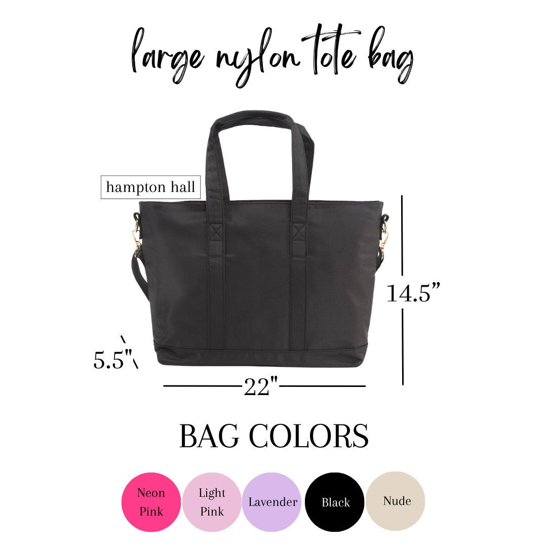 Large Nylon Tote Bag - Personalized, patches included