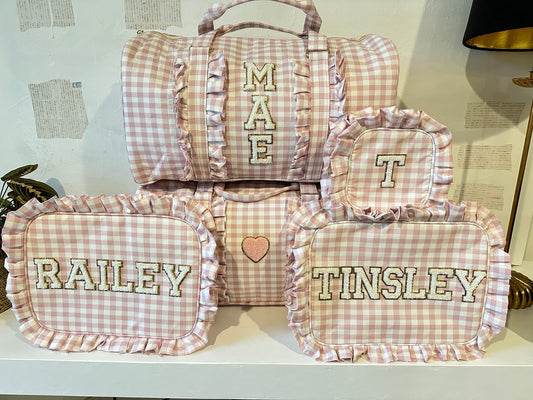 Small Gingham Ruffle Bag - Personalized, Patches Included