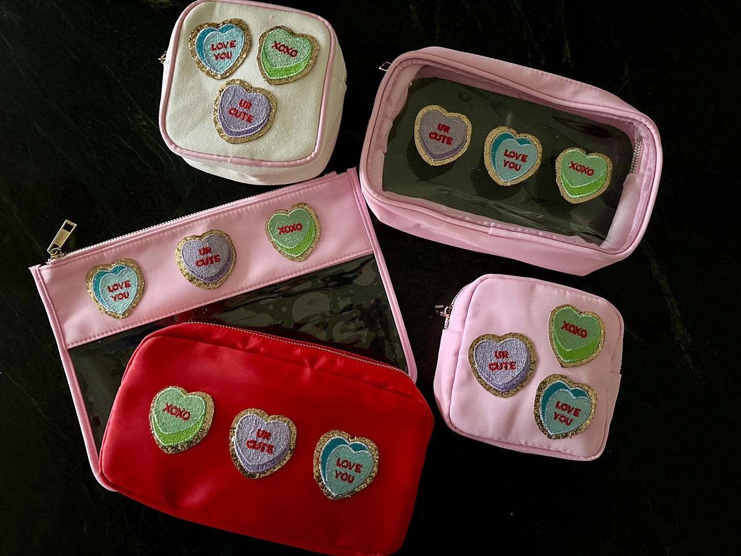 conversation heart 3pack patches - valentines day, galentines