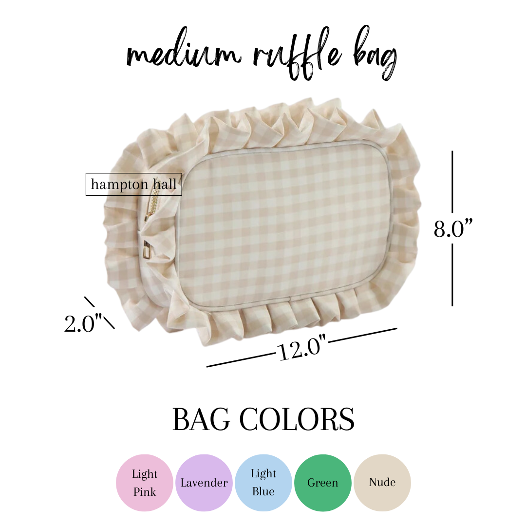 Medium Gingham Ruffle Bag - Personalized, Patches Included