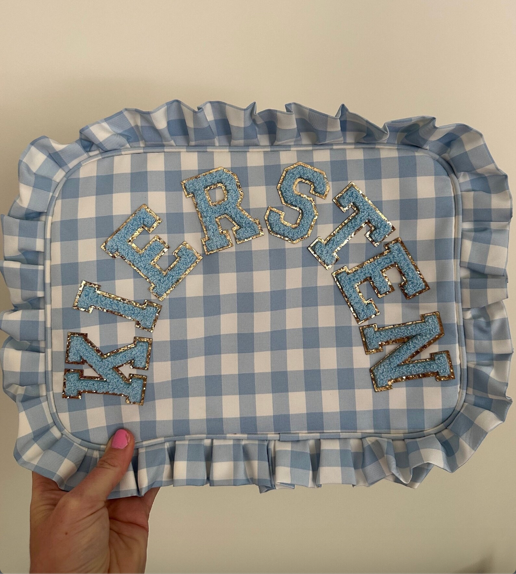 Extra Large XL Gingham Ruffle Bag - Personalized, Patches Included