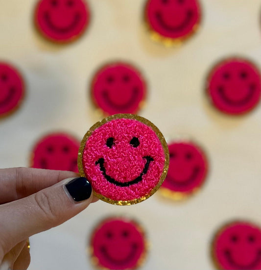 Smiley Face Patch in 13 color options - add to bags for personalization